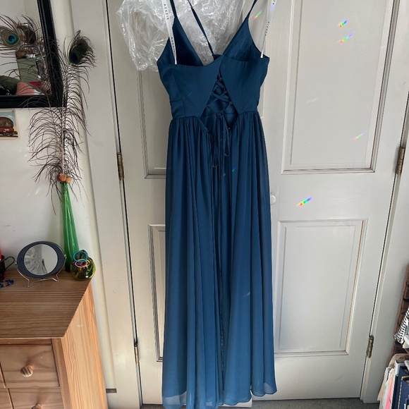 Slate Blue Chiffon Bridesmaid Dress - Picture 5 of 10